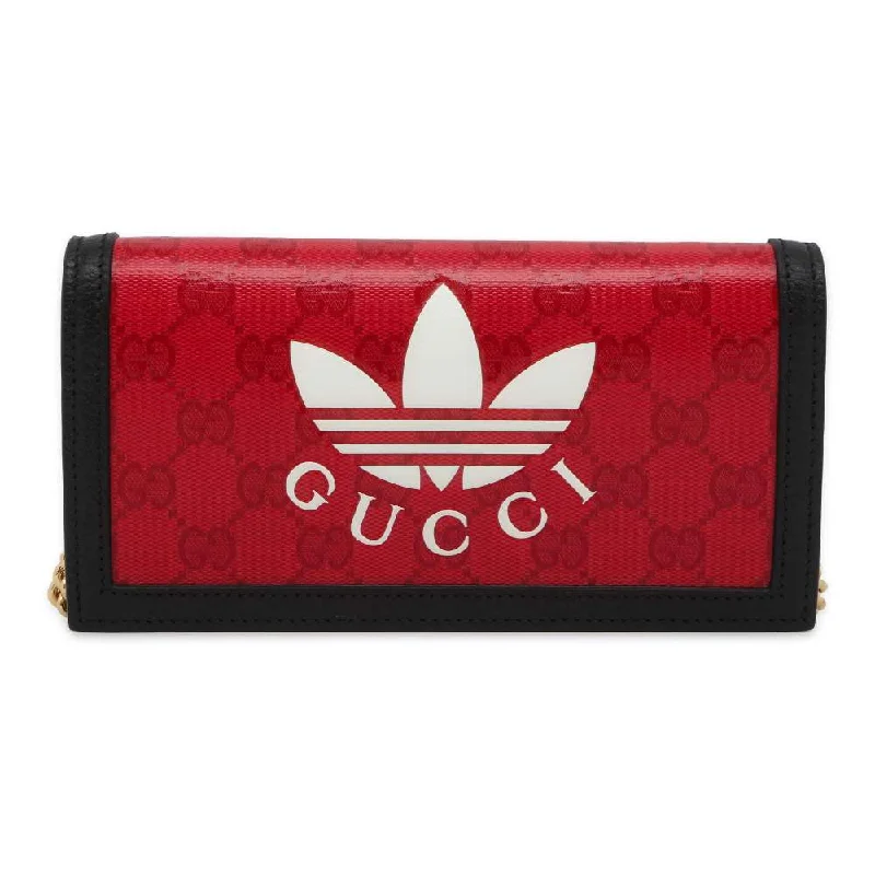 Gucci tote bags for women with a printed Gucci logoGUCCI adidas Collaboration Chain Wallet Red/Black 621892 GG CrystalCanvas/Leather