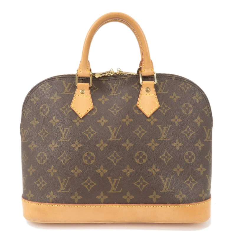 Louis Vuitton bags with a chain - link trim and a leather body for a modern edgeLouis Vuitton Monogram Alma Hand Bag Brown M51130