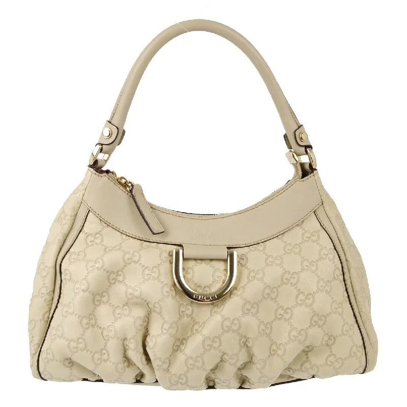 Women Gucci bags with a chain - link trim and a leather bodyGucci Off-White Gg Handbag