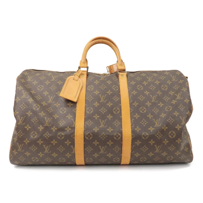 Louis Vuitton bags with a zip - around closure for enhanced securityLouis Vuitton Keep All Bandouliere 55 Boston Bag Brown M41414