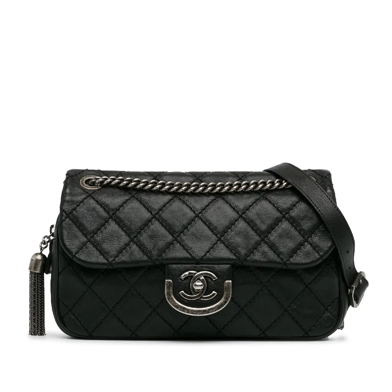 Black Chanel Medium Calfskin Paris-Edinburgh Coco Sporran Flap Crossbody Bag