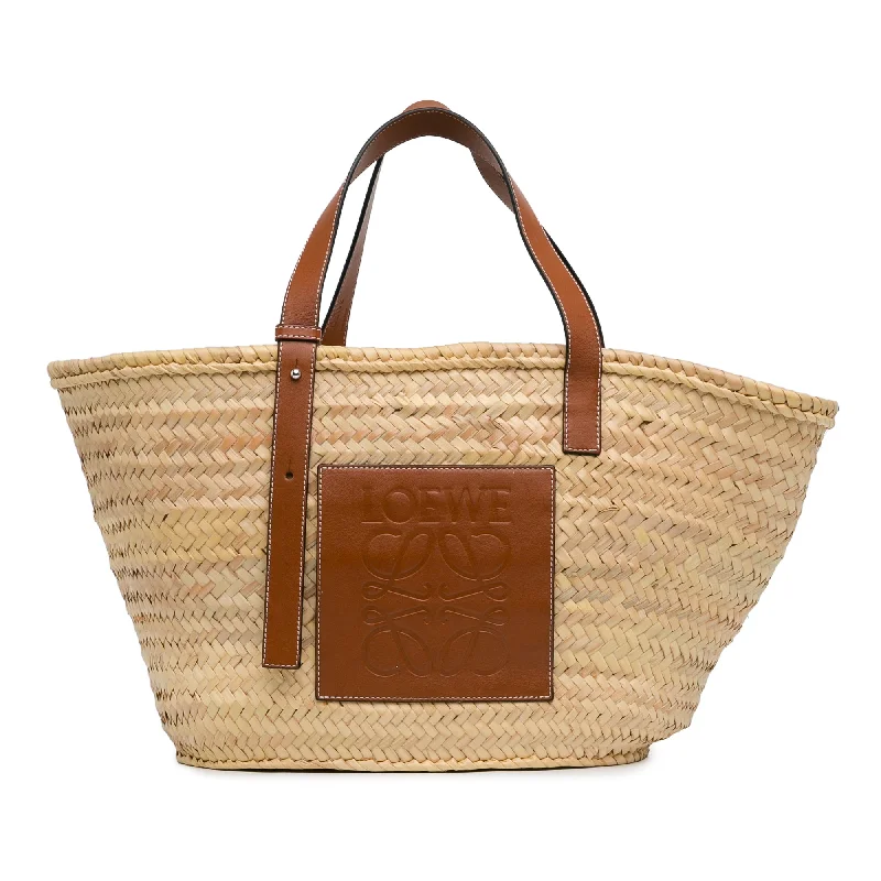 Tan LOEWE Large Raffia Basket Bag