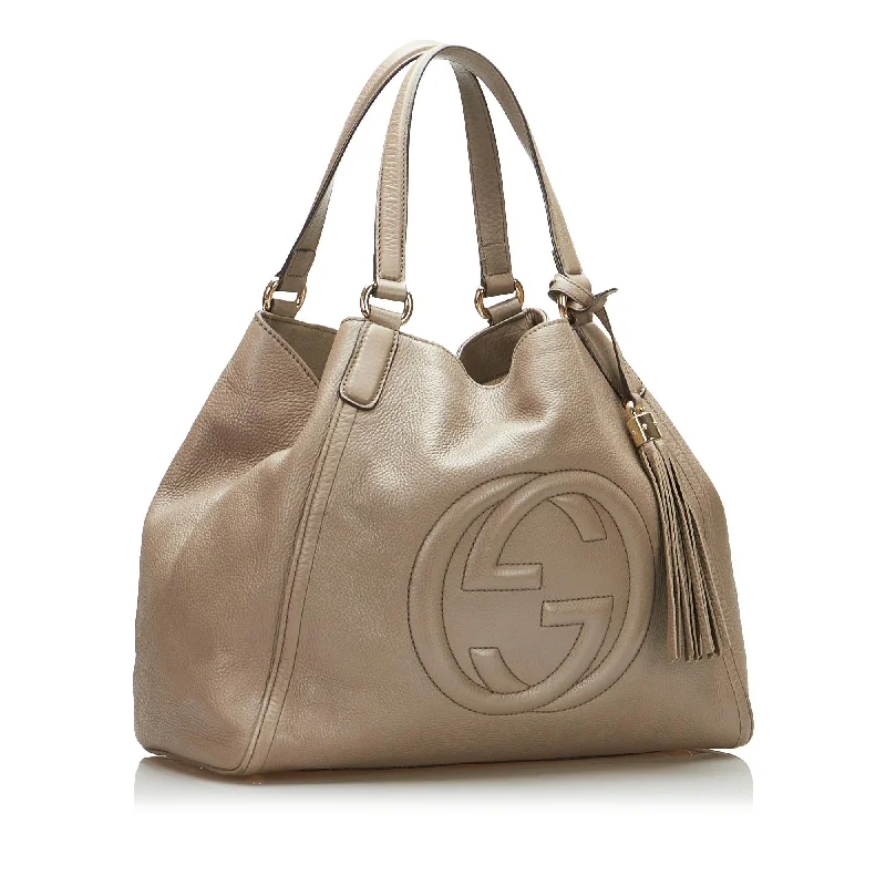 Gucci tote bags for women with a double - handle designGucci Soho Tote Bag (SHG-P1OUPh)