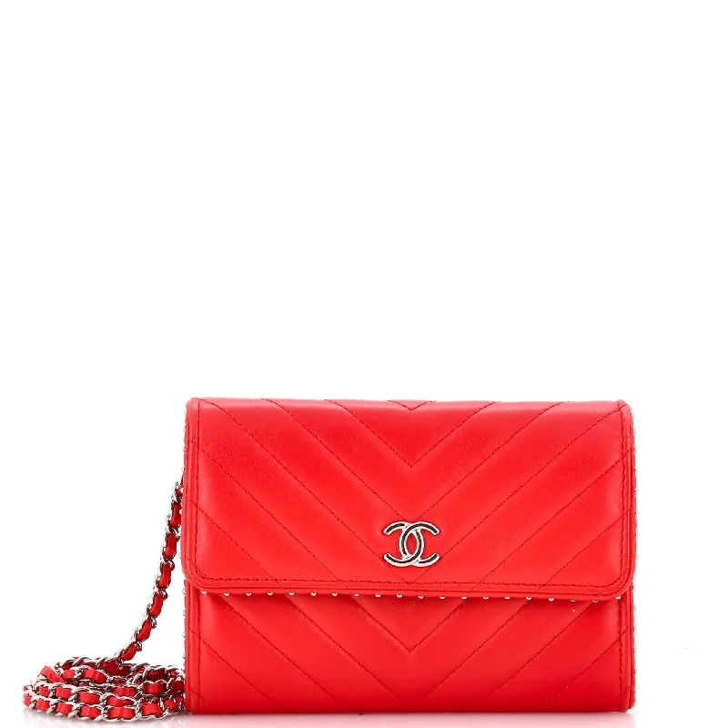 Wallet on Chain Chevron Lambskin with Studded Detail Mini