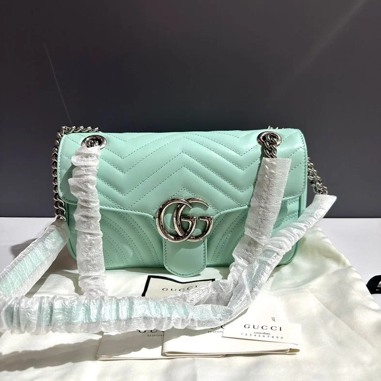 Ladies Gucci Dionysus bags with a star - shaped charmGucci GG Marmont Mint Green Quilted Leather Shoulder Bag Medium