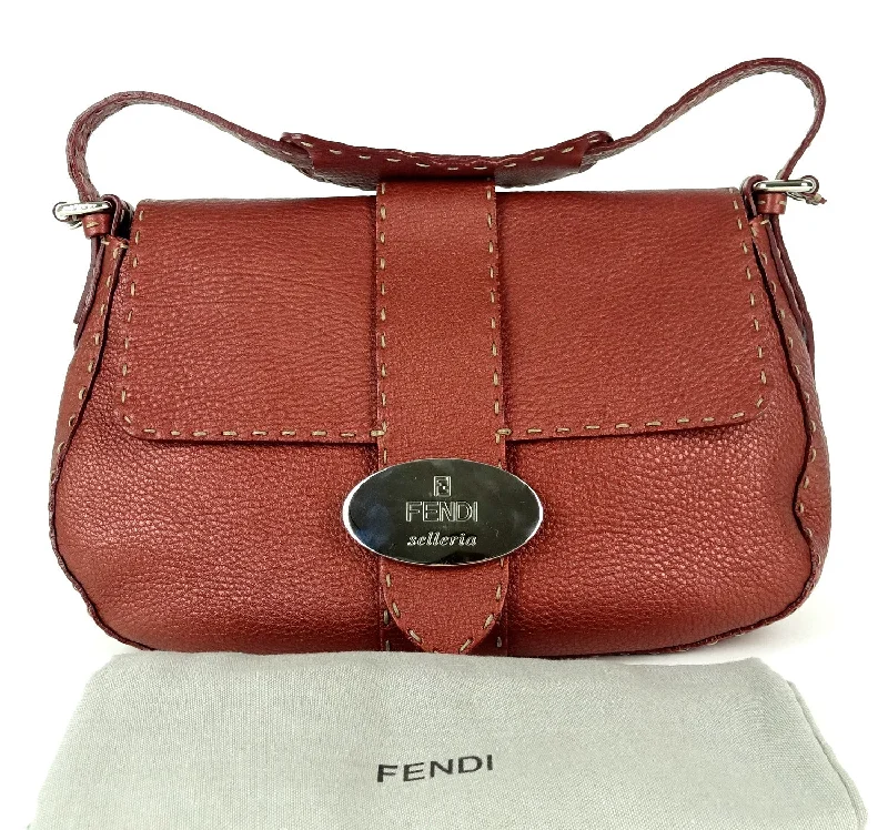 Fendi tote bags with a water - resistant lining for practicality during rainy daysFENDI Selleria Pebbled Leather Flap Bag