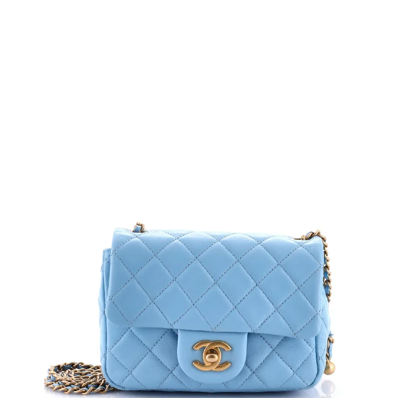 Pearl Crush Square Flap Bag Quilted Lambskin Mini