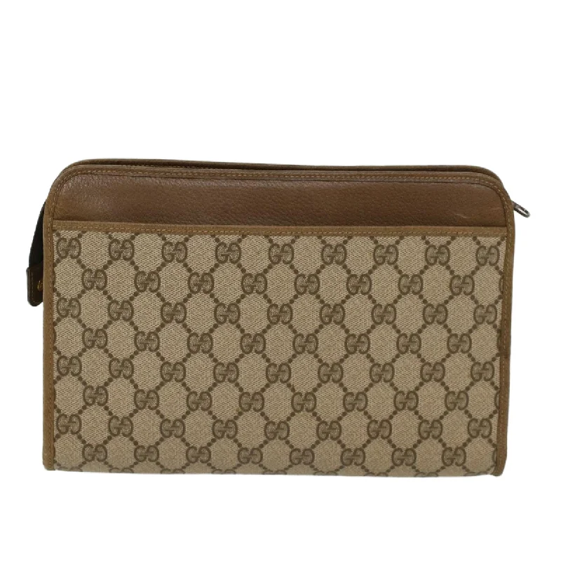 Gucci backpacks for women with a sleek silhouetteGucci GG Canvas Clutch Bag PVC Leather Beige 97.01.037  ki3062