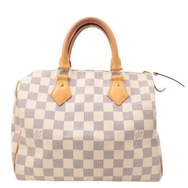 Ladies Louis Vuitton shoulder bags with a single - handle silhouetteLouis Vuitton Damier Azur Speedy 25 Boston Bag Hand Bag N41371