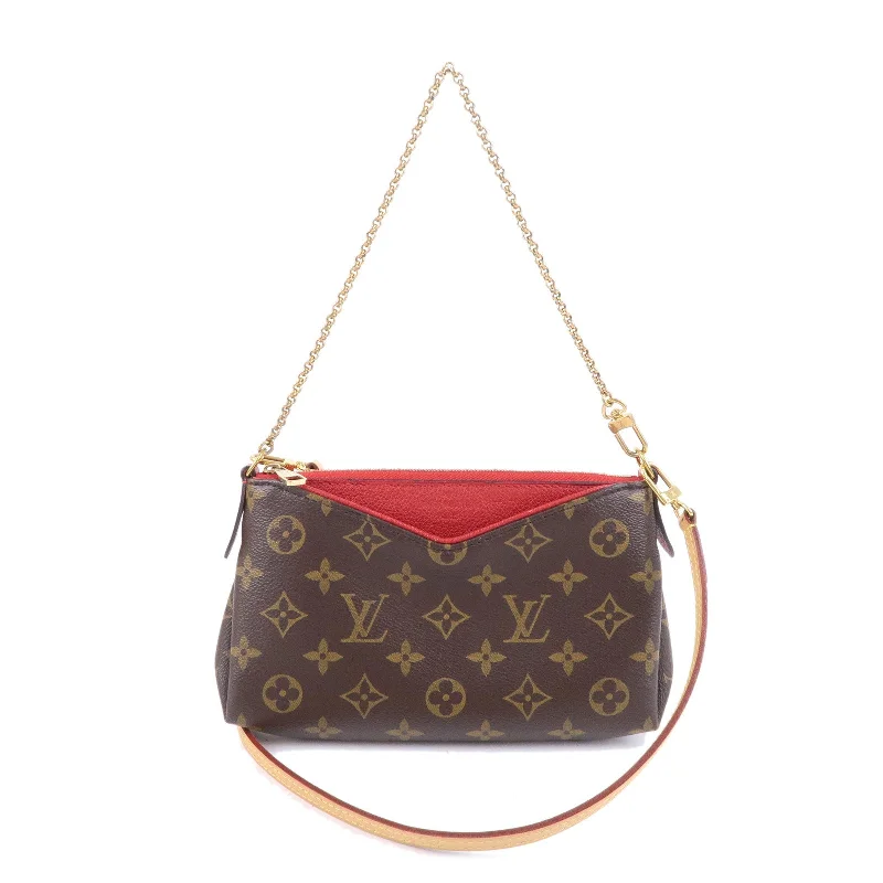 Ladies Louis Vuitton shoulder bags with a magnetic - closure flap for easeLouis Vuitton Monogram Pallas Clutch 2 Way Bag Cerise M41638