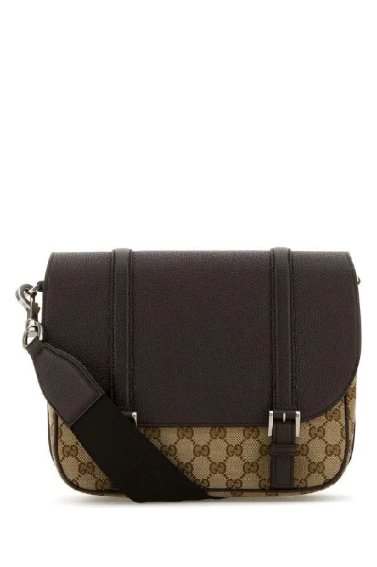 Ladies Gucci shoulder bags with a single - handle designGucci Men Brown Leather Gg Crossbody Bag