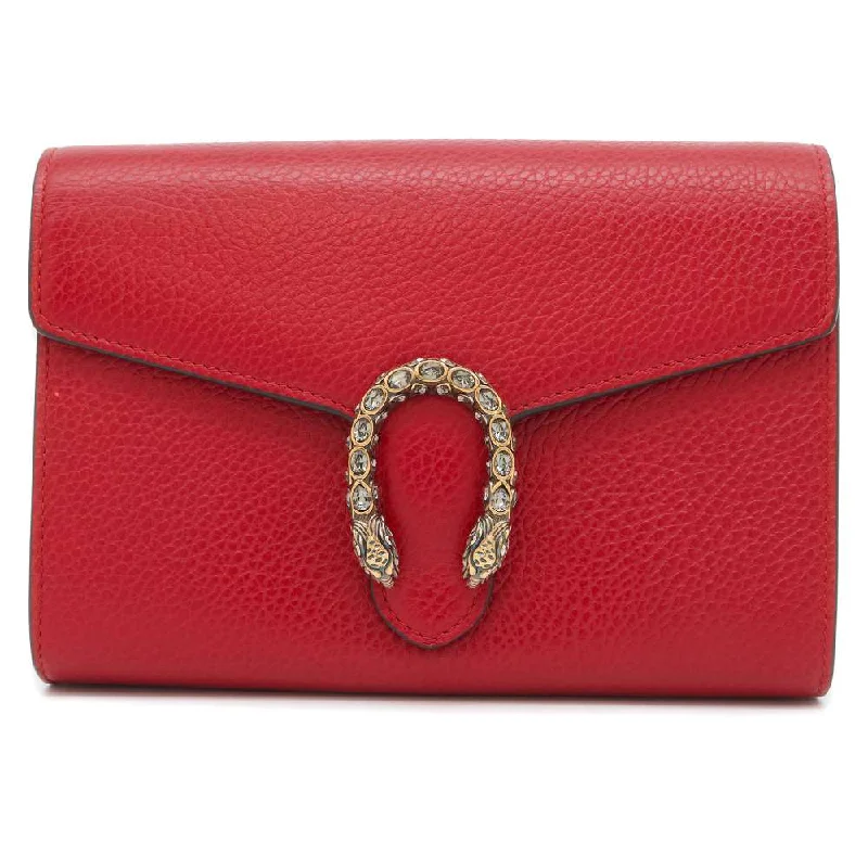 Women Gucci Sylvie bags with a detachable ribbon detailGUCCI Dionysus Chain Wallet Red 401231 Leather/Rhinestone