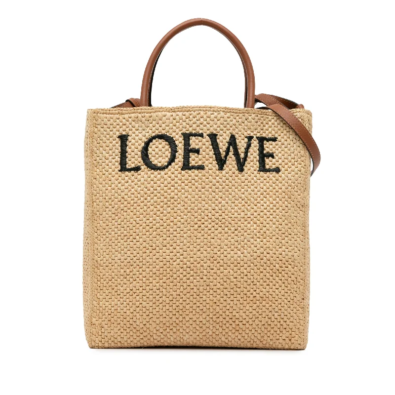 Brown LOEWE Small Raffia Standard A4 Satchel