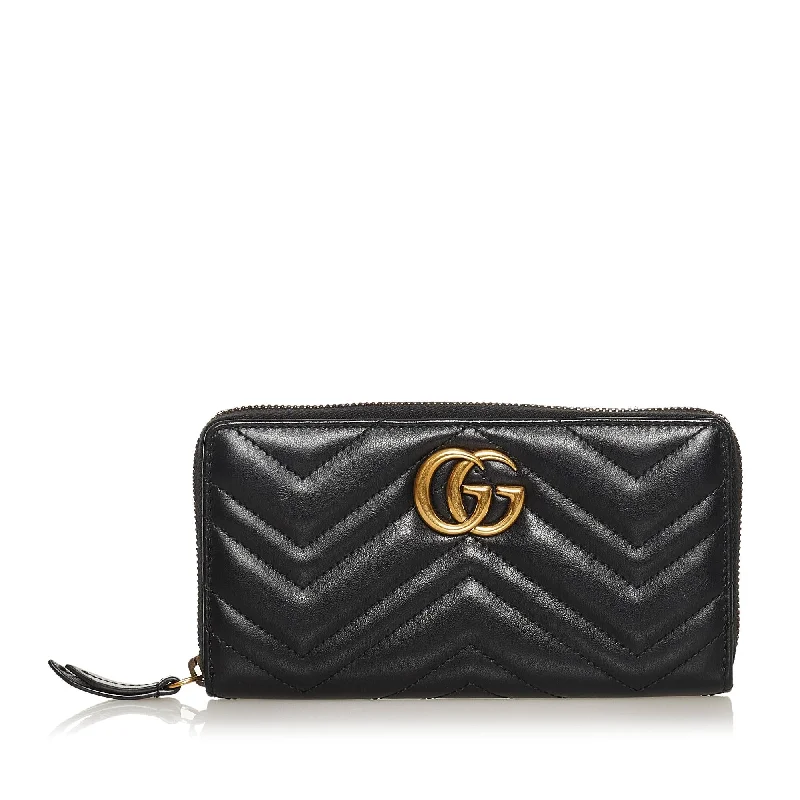 Gucci handbags for women with a metal - framed claspGucci GG Marmont Matelasse Leather Zip Around Wallet