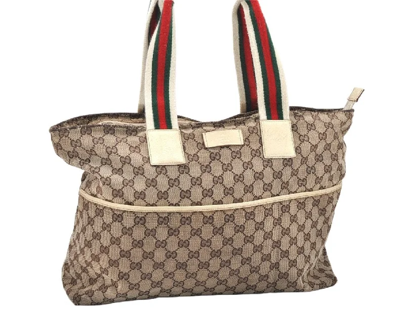 Ladies Gucci Dionysus bags with a detachable shoulder strapAuth GUCCI Web Sherry Line Tote Bag GG Canvas Leather 155524 Brown Junk 5108K