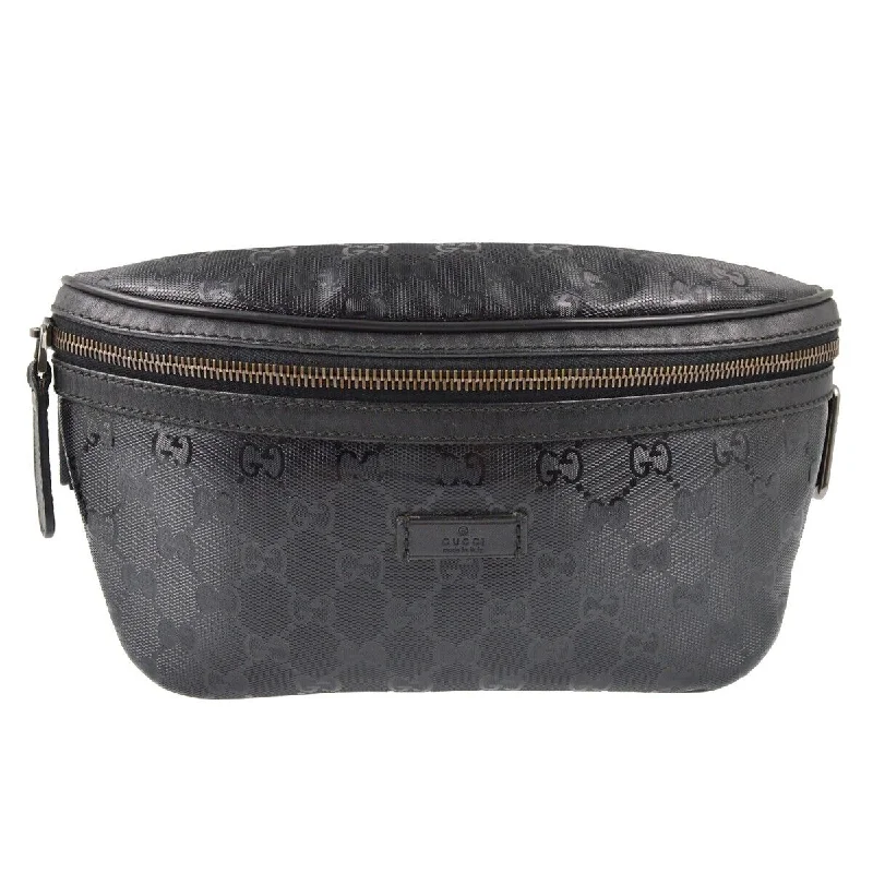 Women Gucci crossbody bags with a printed floral patternGucci Black Pvc Gg Waist Bum Bag