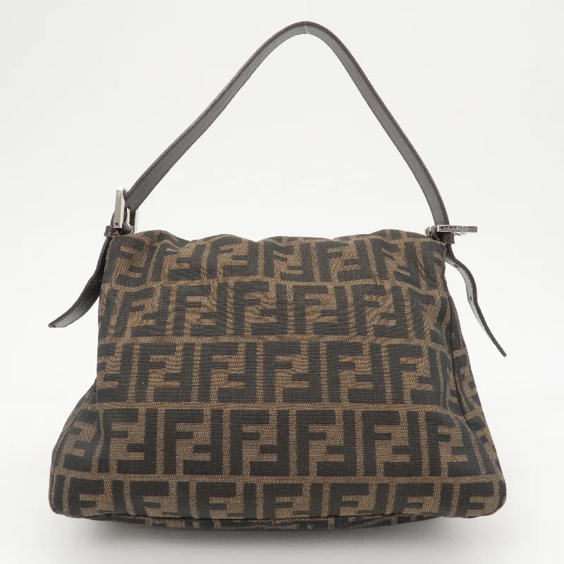 Fendi By The Way bags with a printed map pattern for a travel - inspired lookFENDI Mamma Baguette Zucca Canvas Leather Shoulder Bag Brown