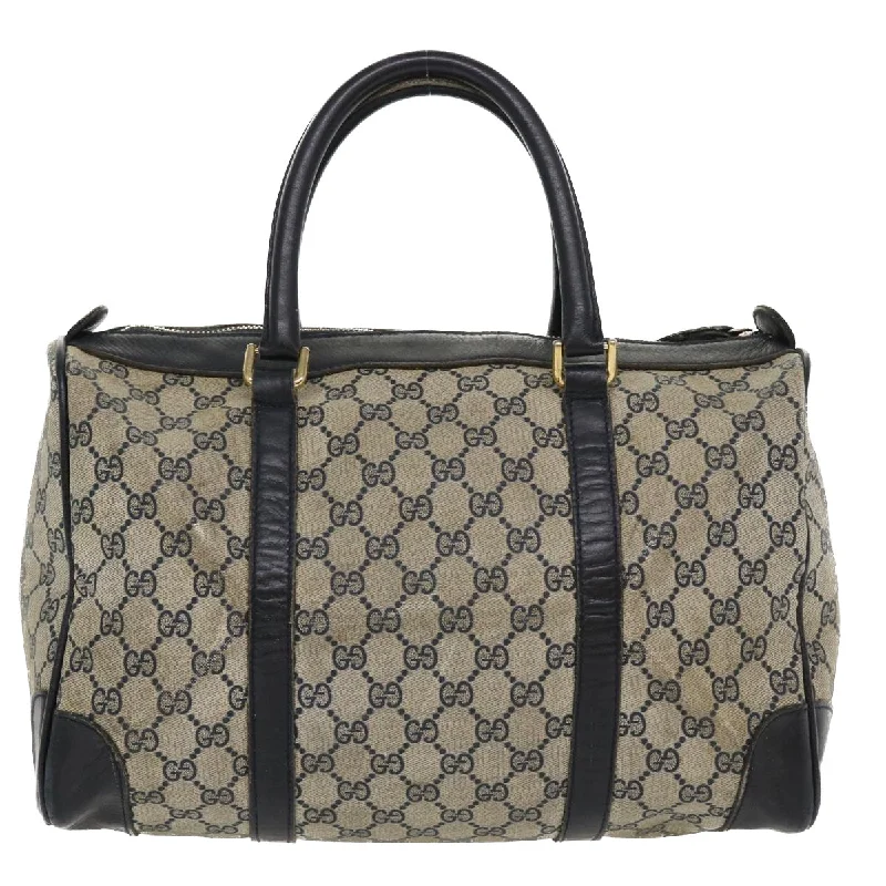 Gucci handbags for women with a beaded trimGucci GG Canvas Boston Bag PVC Leather Gray Navy  th3293