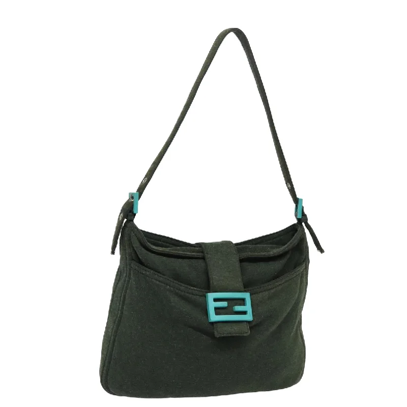 Fendi backpacks with a built - in lock for added securityFENDI Mamma Baguette Shoulder Bag Cotton Green  mr306