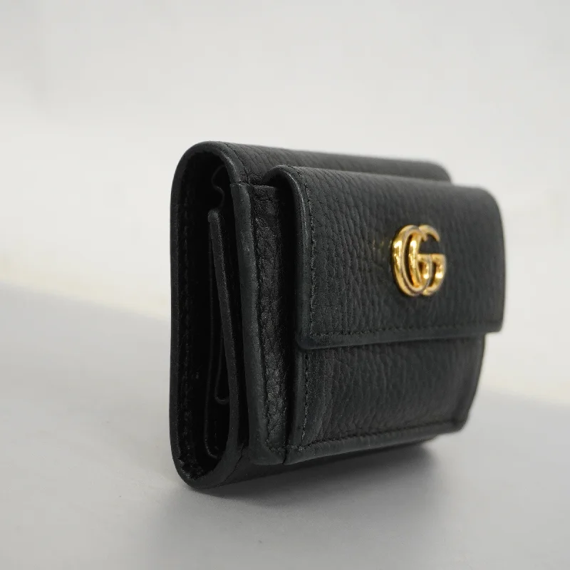 Women Gucci crossbody bags with a woven leather strapGUCCIAuth  GG Marmont Gold Hardware 523277 Women's Leather Wallet [tri-fold]