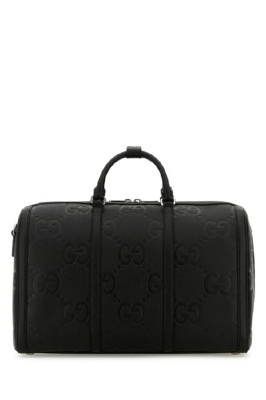 Women Gucci bags with a zip - around closure for securityGucci Men Black Leather Travel Bag