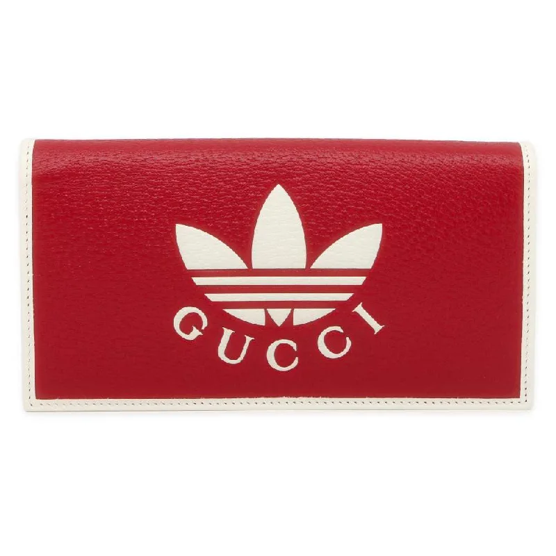 Women Gucci bags with a magnetic snap closure for easy accessGUCCI adidas Collaboration Chain Wallet Red/White 621892 Leather