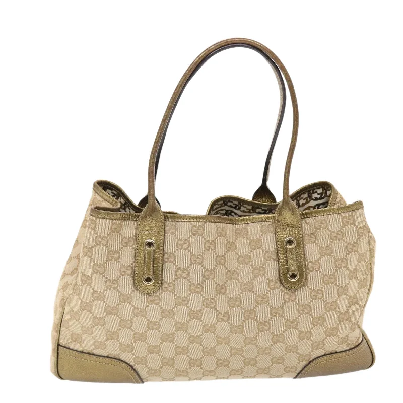 Gucci handbags for women with a beaded trimGucci GG Canvas Princy Line Tote Bag Leather Gold Tone 163805  tb793