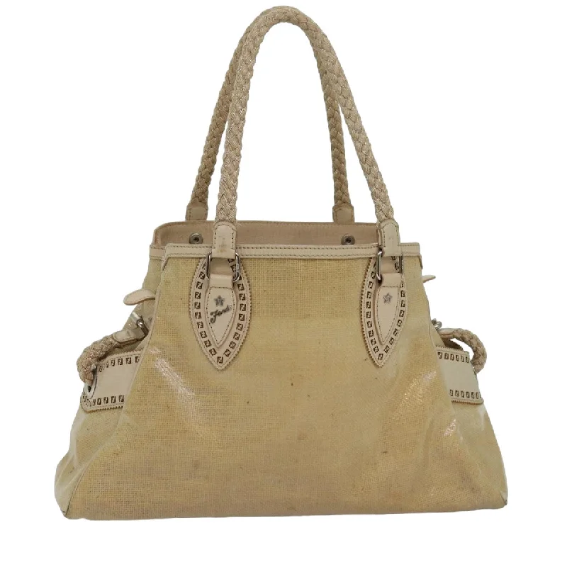 Fendi By The Way bags with a contrast - colored interior for visual interestFENDI Hand Bag Vinyl Beige  yk13660