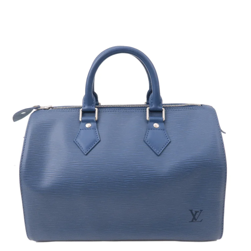 Louis Vuitton bags with a detachable mirror inside for on - the - go touch - upsLouis Vuitton Epi Speedy 25 Boston Bag Hand Bag Ash Blue