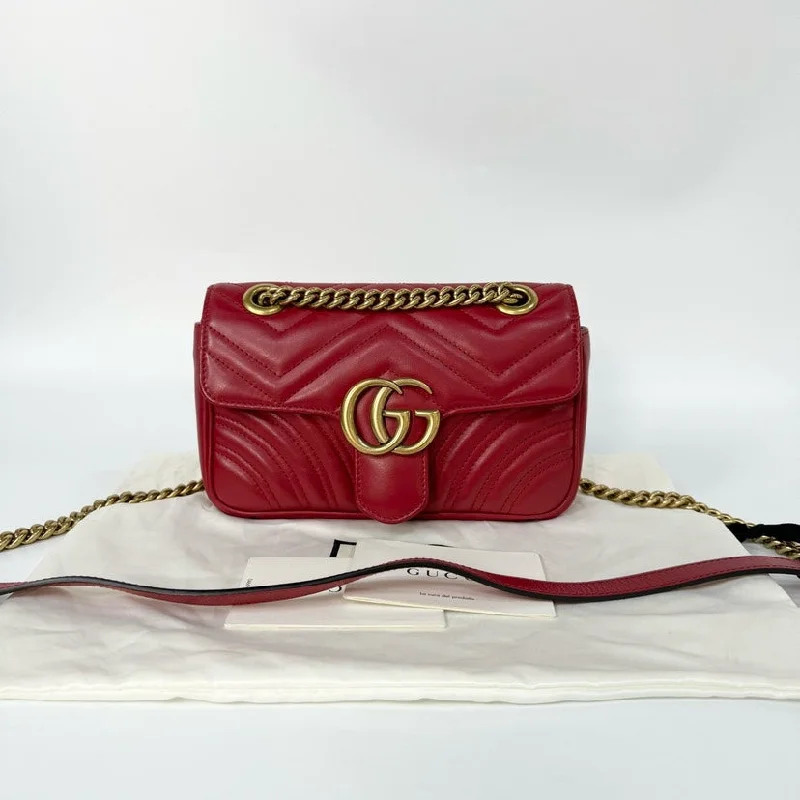 Ladies Gucci Dionysus bags with a detachable shoulder strapGucci Marmont Red Leather Small Shoulder Bag 22x14cm