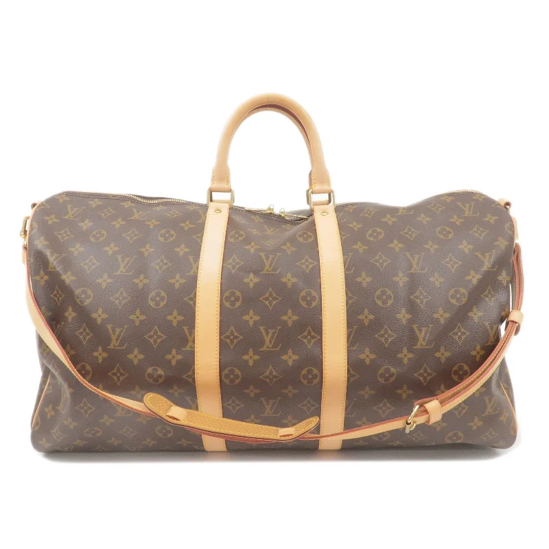 Louis Vuitton bags with a magnetic snap closure for easy accessLouis Vuitton Keep All Bandouliere 55 Boston Bag & Strap M41414