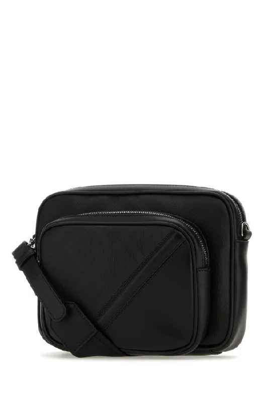 Fendi backpacks with a sleek, modern design and a matte finishFendi Man Black Leather Camera Case Duo Fendi Crossbody Bag