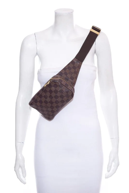 Louis Vuitton bags with a magnetic snap closure for easy accessLouis Vuitton GERONIMOS Damier Ebene Belt Bag