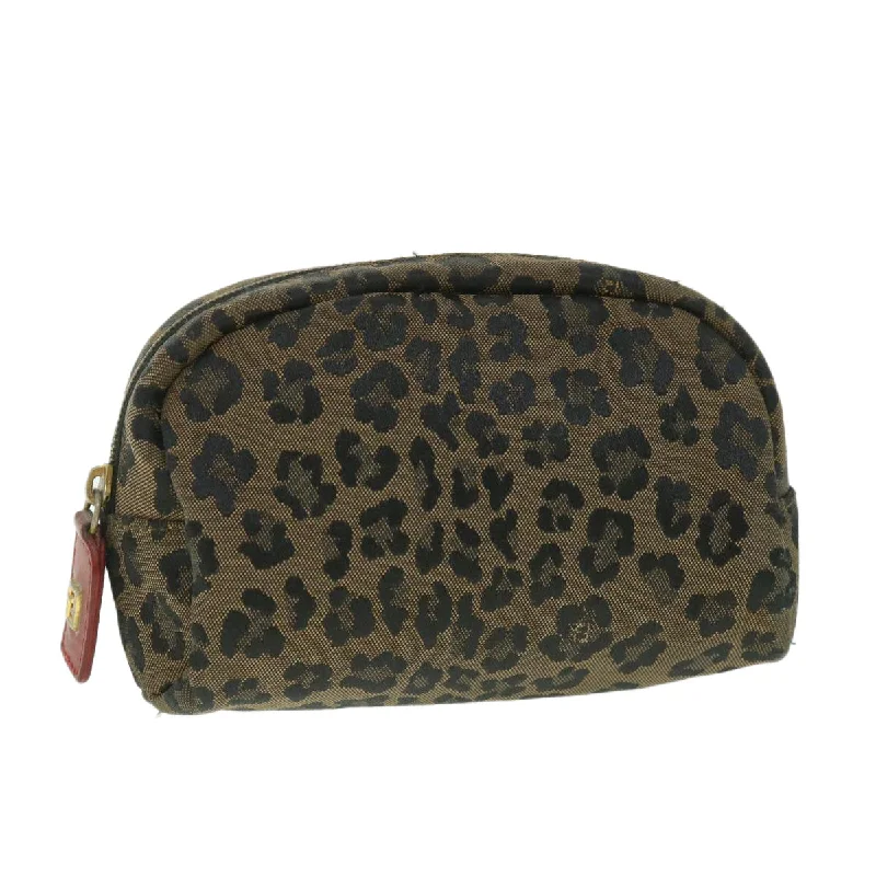 Fendi crossbody bags with a printed floral pattern for a feminine and romantic touchFENDI Leopard Pouch Canvas Brown  ar10418