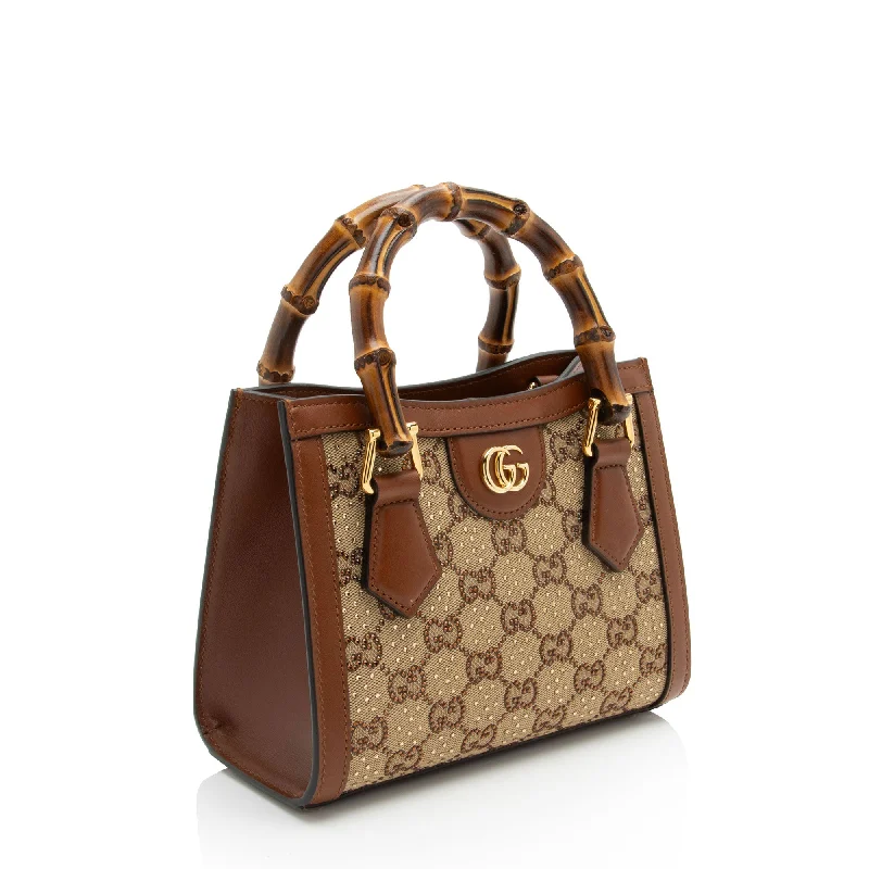 Gucci handbags for women with a patent - leather finishGucci Crystal GG Canvas Bamboo Diana Mini Tote (E7QQjx)