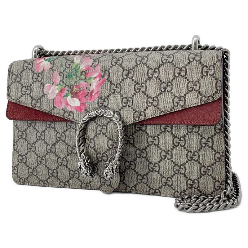 Gucci tote bags for women with a printed Gucci logoGUCCI Dionysus ChainShoulder Bag Beige/Red 400249 PVC suede