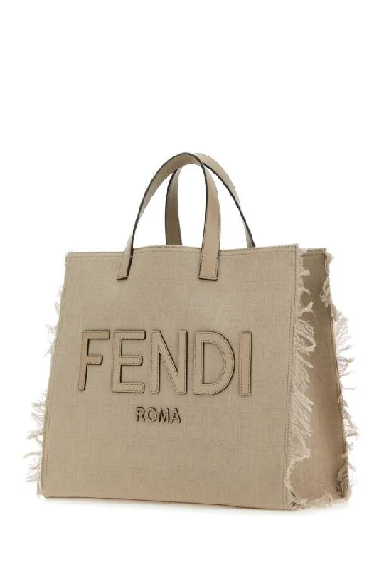 Fendi handbags with a metal - framed clasp for durability and a stylish lookFendi Man Embroidered Jacquard Shopping Bag