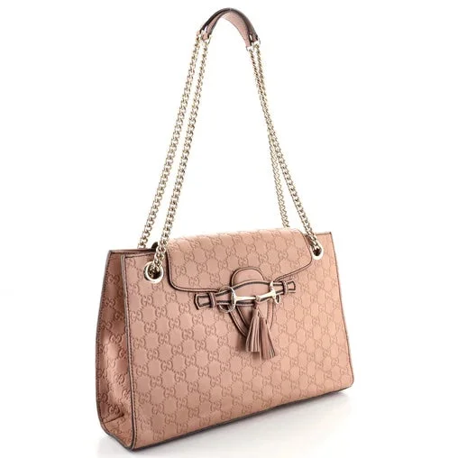 Ladies Gucci shoulder bags with a single - handle designGUCCI GUCCISSIMA EMILY LARGE LEATHER CHAIN BAG