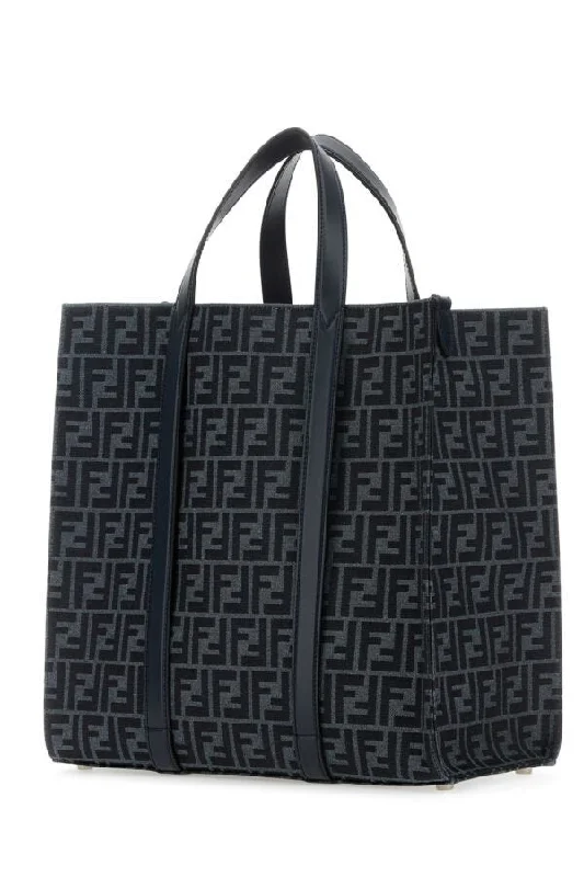 Fendi tote bags with a spacious interior and multiple pockets for daily essentialsFendi Man Embroidered Canvas Shopping Bag