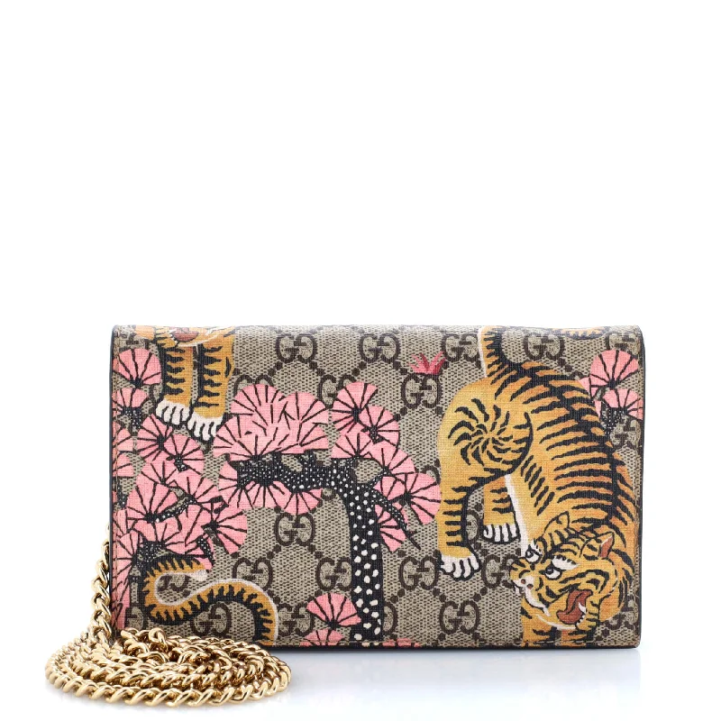 Chain Wallet Bengal Print GG Coated Canvas