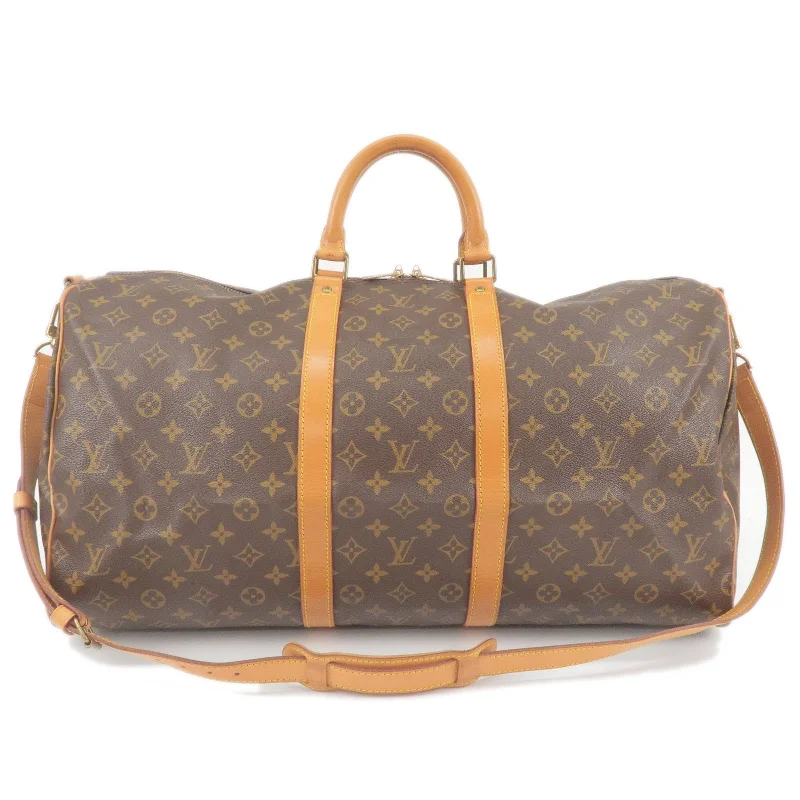 Louis Vuitton bags with a front - zip pocket for small items like keysLouis Vuitton Keep All Bandouliere 55 Boston Bag & Strap M41414