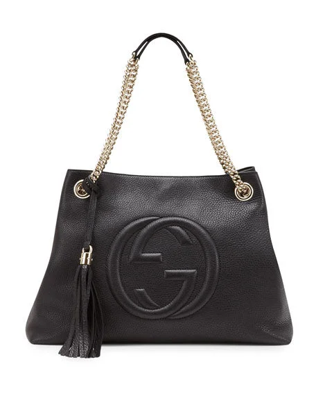 Women Gucci Sylvie bags with a crystal - embellished web stripeGUCCI SOHO CHAIN STRAP TOTE BAG