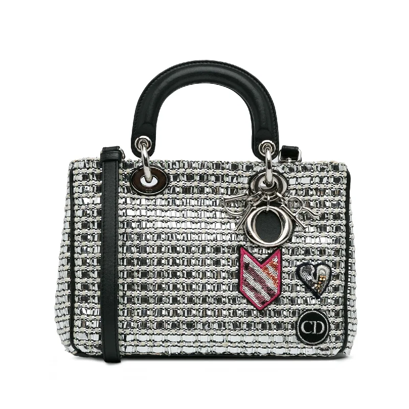 Luxury Christian Dior crossbody bags with a chain - link strapSilver Dior Small Tweed Patch Diorissimo Tote Satchel