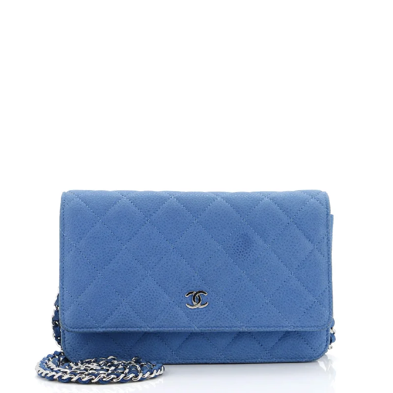 Wallet on Chain Quilted Matte Caviar