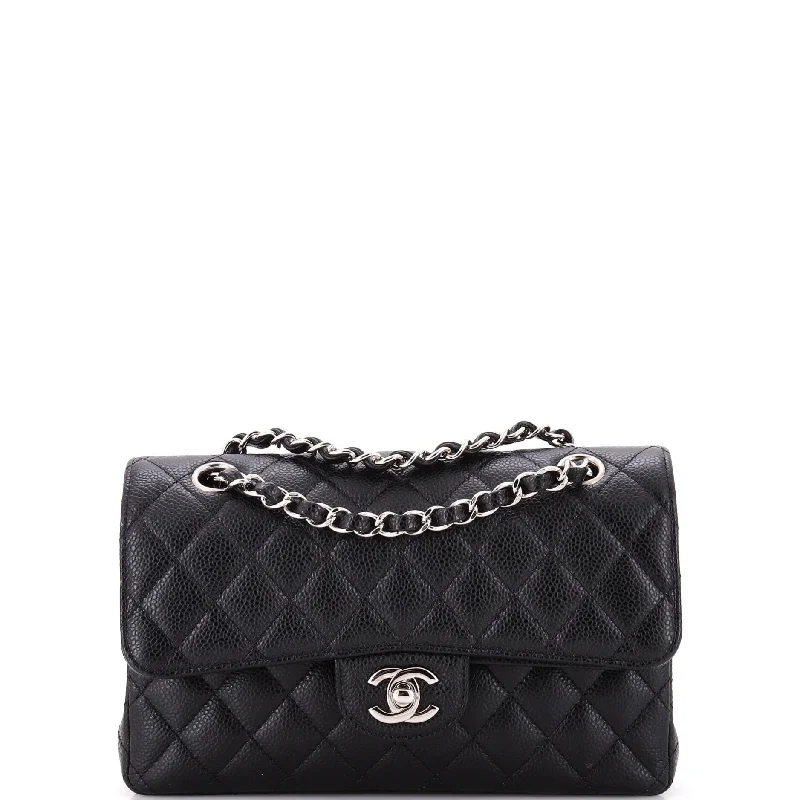 Classic Double Flap Bag Quilted Caviar Small