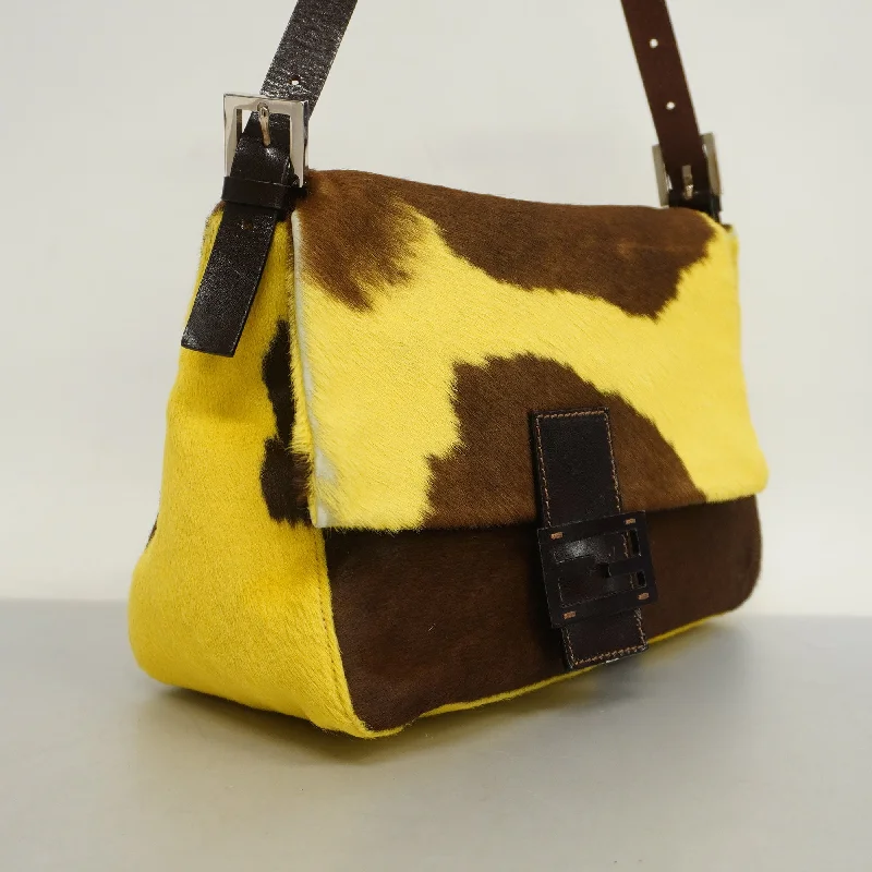 Fendi Sunshine Shopper bags with a contrast - stitched handle for a unique and stylish lookFENDI Mamma Bucket Harako Women's Leather Handbag Brown,Yellow