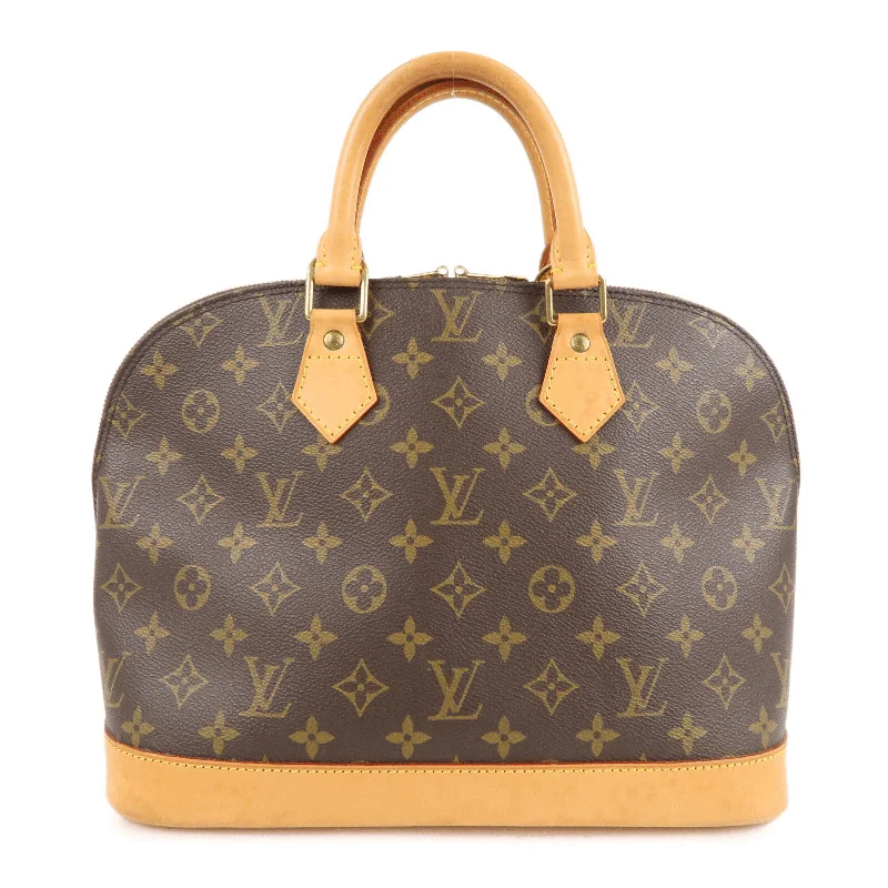 Louis Vuitton bags with a chain - link trim and a leather body for a modern edgeLouis Vuitton Monogram Alma Hand Bag Brown M51130