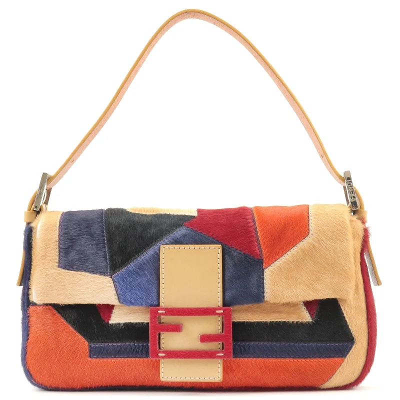 Fendi crossbody bags with a detachable wallet on chain for a hands - free wallet optionFENDI Mamma Baguette Leather Patchwork Multi Color 26424