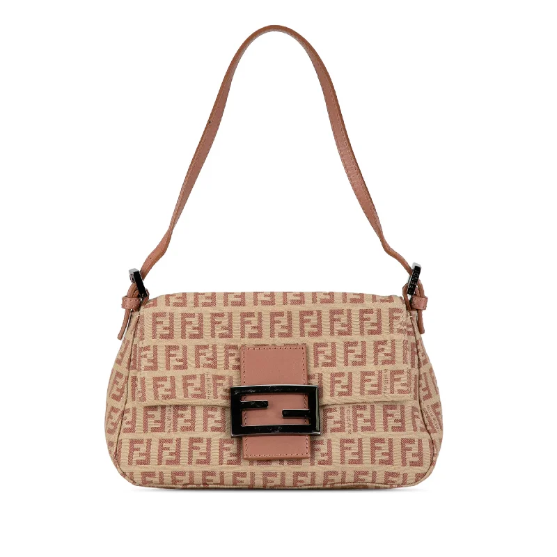 Brown Fendi Mini Zucchino Canvas Mamma Forever Shoulder Bag