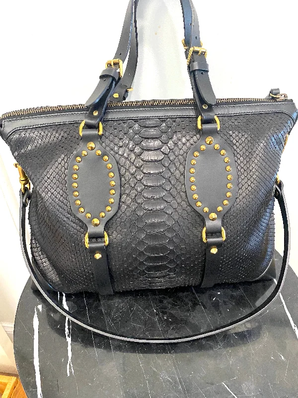 Small - sized Women Gucci shoulder bags for evening outingsGUCCI PATTI STUDDED PYTHON TOTE BAG